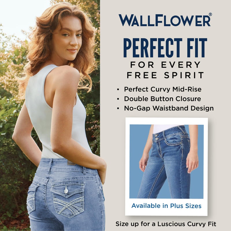 WallFlower Luscious Curvy 23.5â€ Mid-Rise Cropped Jeans for Women, Insta Stretch Denim in Petite, Midsize, Plus Size, Juniors Jeans - Jenna, 18 Plus - Image 4